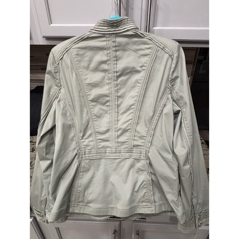 White House Black Market Pale Green Pleated Zip Up Jacket Size 14 - Picture 5 of 5